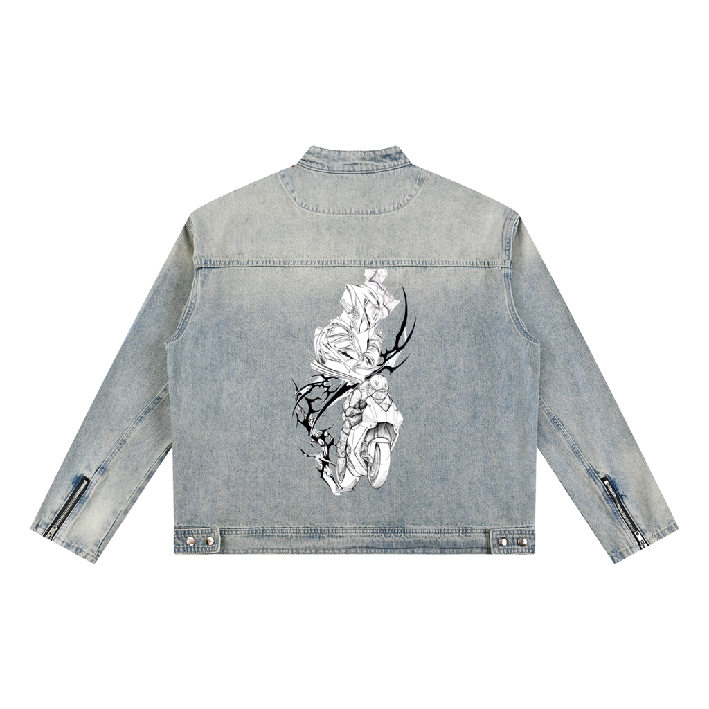 Vintage Wash Zip Denim Jacket