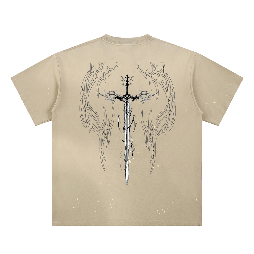 Hand-Frayed Sunfade Paint Splatter T-Shirt