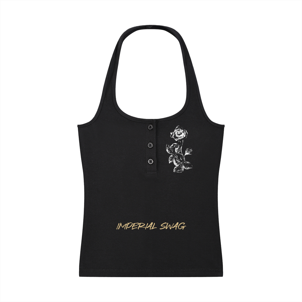 Women's Ribbed Henley Tank Top