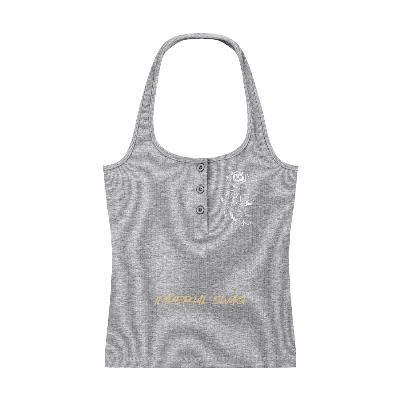 Women's Ribbed Henley Tank Top