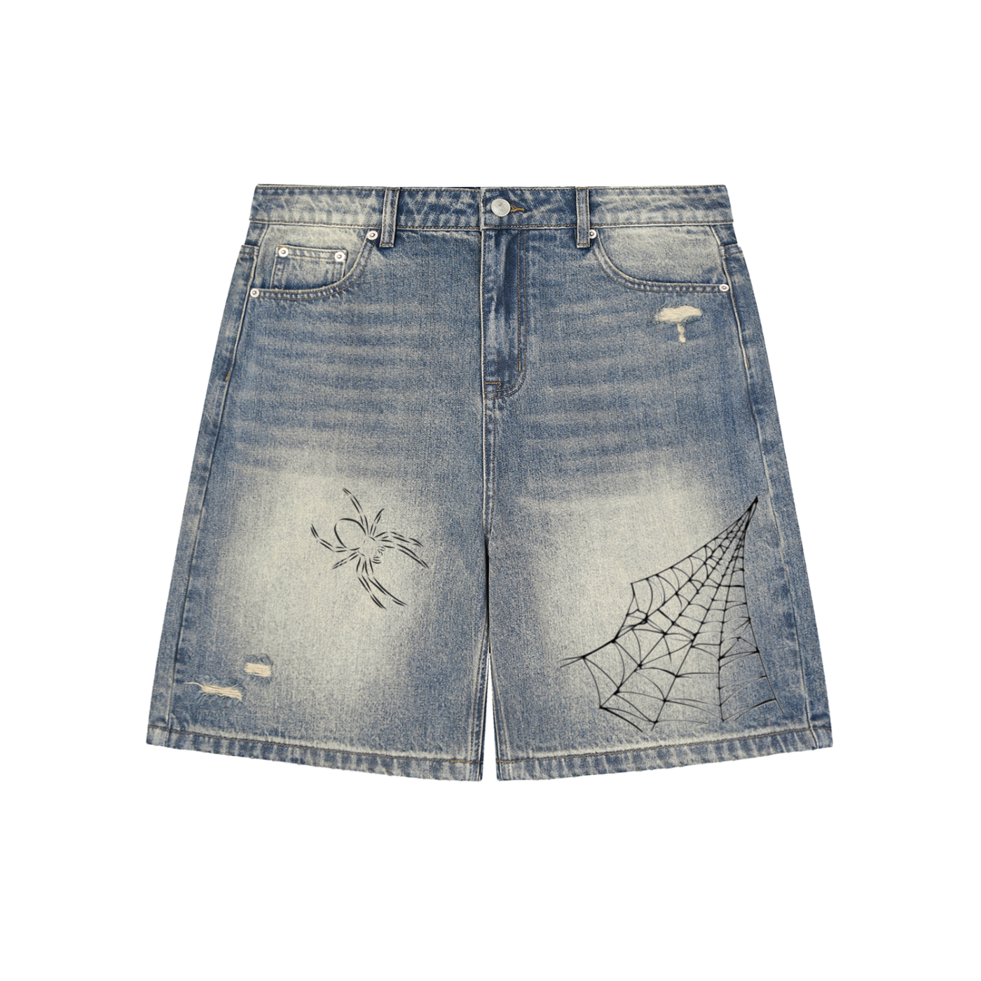 Faded Distressed Baggy Denim Shorts