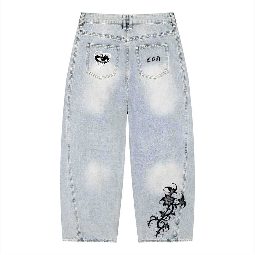 Men's Vintage Wash Sunfade Barrel Leg Jeans