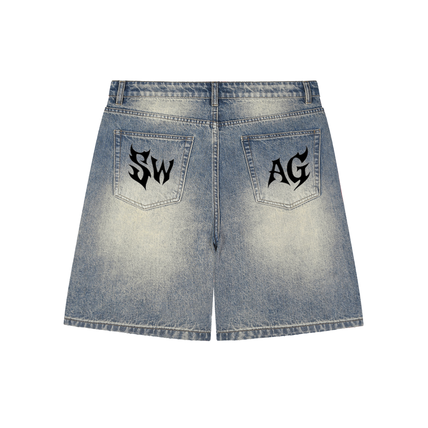 Faded Distressed Baggy Denim Shorts